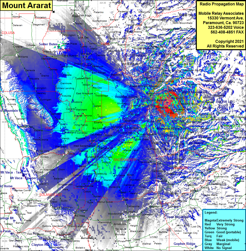 heat map radio coverage Mount Ararat
